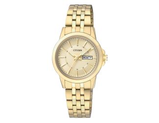 Ladies' Quartz Watch, Gold-Tone SS Case and Bracelet with Champagne Dial