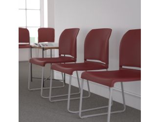 Home and Office Guest Chair Burgundy Full Back Contoured Sled Base Stack Chair