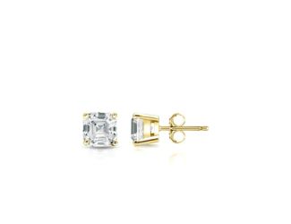Bright White Pristine Asscher Lab Grown Diamond Stud in 14K Yellow Gold 0.50ct, Color-GH,Clarity-VS