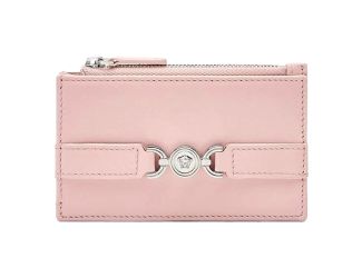 Versace Medusa 95 Dusty Pink Leather Zipper Card Holder Slim Wallet