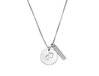 PARIKHS Rhodium Plated Disc Foot Print Box Chain Necklace in 925 Sterling Silver