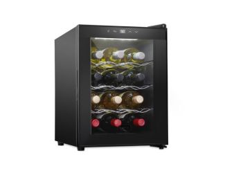 Schmecke 12 Bottle Thermoelectric Wine Cooler, Quiet Freestanding Wine Fridge, Black