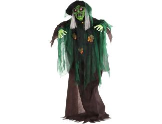 Animatronic Talking Forest Witch with Movement and Lights for Scary Halloween Decoration