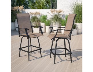 Outdoor Stool - 30 inch Patio Bar Stool / Garden Chair, Brown (Set of 2)