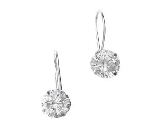 Round Cubic Zirconia & Sterling Silver Euro Back Earrings
