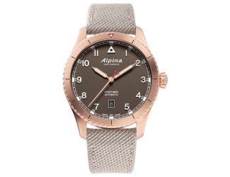 Men's Alpina Startimer Polyurethane Strap watch, Brown dial