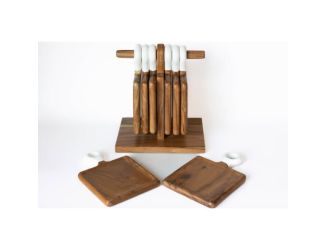 Jeanne Fitz Wood + White Collection Acacia Wood mini Charcuterie Board, Set of 8