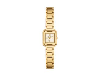 Ladies Mini Kira Gold-Tone Stainless Steel Square Watch Ivory Dial