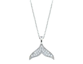 PARIKHS Rhodium Plated Fishtail CZ Necklace in 925 Sterling Silver