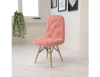 Shaggy Dog Hermosa Pink Accent Chair - Dorm Furniture - Retro Chair - Faux Fur