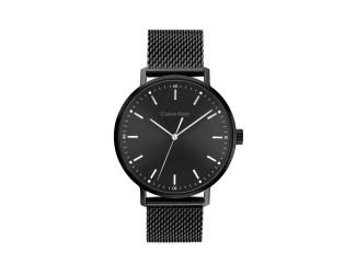 Mens Quartz Black Ion-Plated Stainless Steel Mesh Watch Black Dial