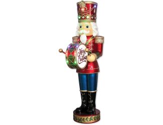 Indoor/Outdoor Oversized Christmas Decor, 5-Ft. Nutcracker Playing Bass Drum w/ Moving Hands, Music,