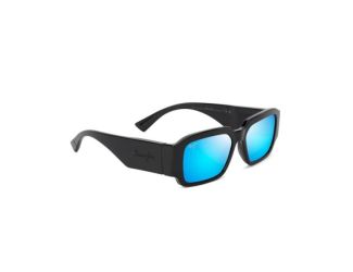 Kupale Polarized Sunglasses Shiny Black Frame Blue Hawaii Lens