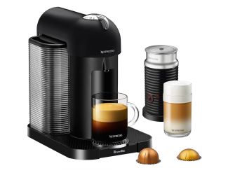 Nespresso Vertuo Coffee & Espresso Single-Serve Machine in Black and Aeroccino Milk Frother in Black