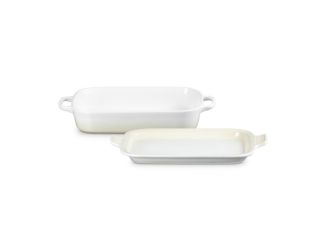 2.75qt Stoneware Rectangular Dish w/ Platter Lid Meringue