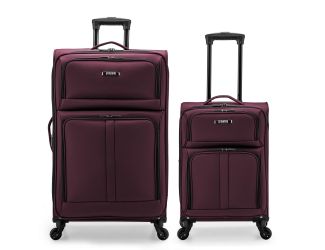 Anzio 2-Piece Softside Expandable Spinner Luggage Set, Burgundy