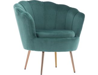 30-In. Circular Lotus Accent Chair - Faux Velvet with Gold Legs, Dark Green