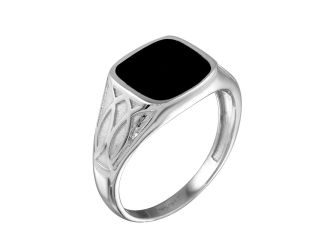 PARIKHS Men's Rhodium Plated Black Enamel Celtic Design Shank Ring in 925 sterling Silver - Size-12