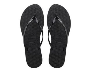 Women's YOU Metallic Flip Flops-Black-7/8