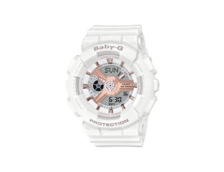 Ladies Baby-G Analog/Digital White Band Watch Rose Gold