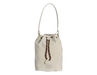 Miu Miu Gabardine Mini Bucket Bag in White