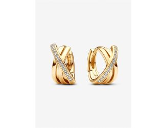 Crossover Pav Hoop Earrings