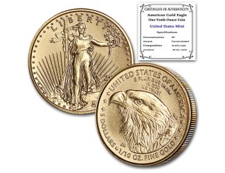 Coin-USA/American Eagle $5 Liberty Coin, 1/10 ounce gold, us treasury, uncirculated