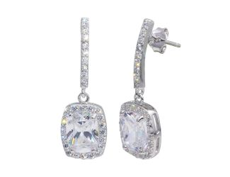 PARIKHS Rhodium Plated Dangling Square CZ Earring in 925 Sterling Silver