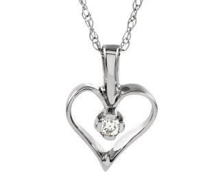 14K White .03 CTW Diamond Heart 18" Necklace