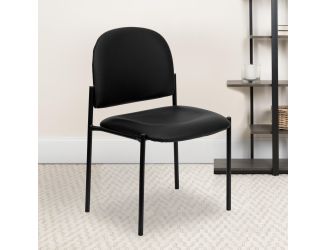Comfort Black Vinyl Stackable Steel Side Reception Chair - Hospitality Seating