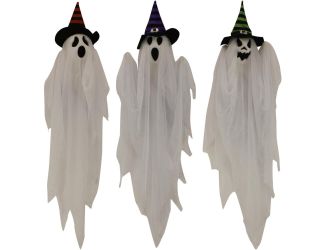 Set of 3 Hanging Ghosts, Indoor/Outdoor Halloween Decoration