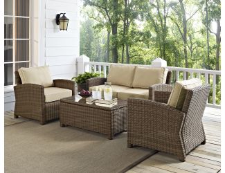 Bradenton 4 Piece Outdoor Wicker Seating Set with Sand Cushions