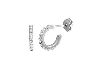 PARIKHS Rhodium Plated Huggie Earring with CZ in 925 Sterling Silver