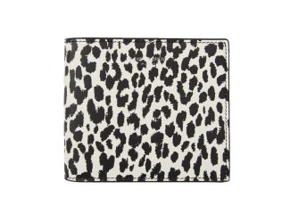 Saint Laurent BabyCat Leopard Print Black and White Leather Bifold Wallet