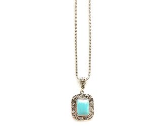 Turquoise and Silver Rectangle Necklace