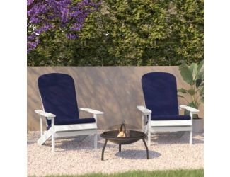 Indoor/Outdoor Green Adirondack Chairs with Cream Cushions - Set of 2