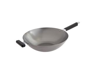 Joyce Chen - Professional Series 14" Uncoated Carbon Steel Flat Bottom Wok w/Phenolic Handles
