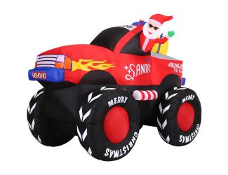 7-Ft. Wide Pre-Lit Inflatable Santa in Monster Truck