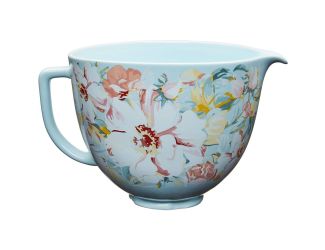 5-Qt. Patterned Titanium-Reinforced Ceramic Bowl for Tilt-Head Stand Mixers, White Gardenia