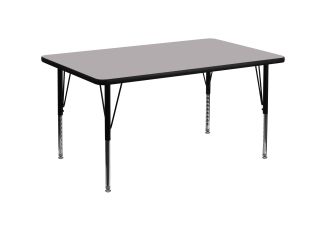 36"W x 72"L Rectangular Grey Thermal Laminate Adjustable Activity Table