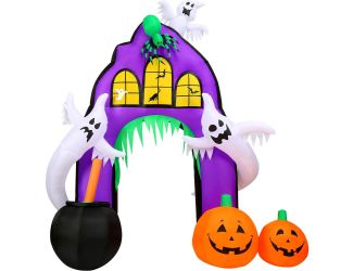 9-ft. Prelit Inflatable Haunted House Arch with Ghosts and Pumpkins