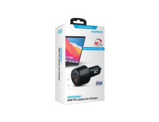 SpeedMax65 65W USB-C PD + USB LAPTOP Car Charger, Quick Charge 3.0