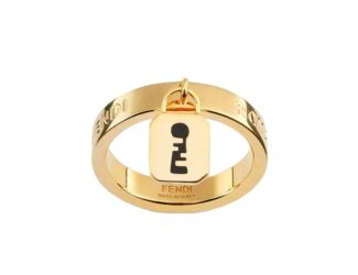 Fendi Master Key Pendant Gold Finish Metal Medium Fashion Ring