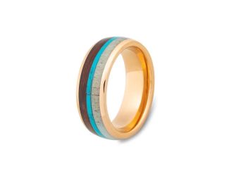Finn - Tungsten, Turquoise, and Koa no Ring Size 11