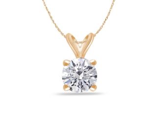 Bright White Round Lab Grown Diamond Pendant in 14K Rose Gold 0.75ct, Color-FG, Clarity-VS