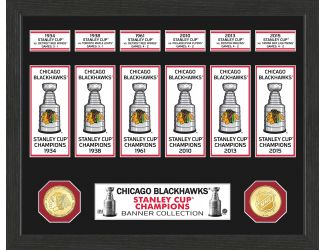 Chicago Blackhawks Stanley Cup Banner Collection Photo Mint