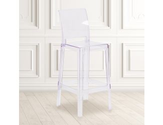 Ghost Barstool with Square Back in Transparent Crystal - Wedding Chairs