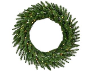 36-In. Green Fir Wreath with Warm White LED Lights