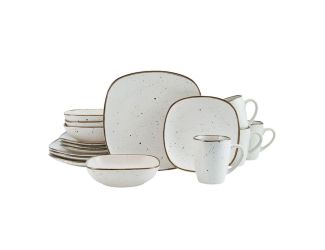Decker White 16pc Stoneware Dinnerware Set