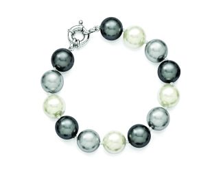 Sterling Silver Majestik 12-13mm Multi-color Shell Bead Bracelet